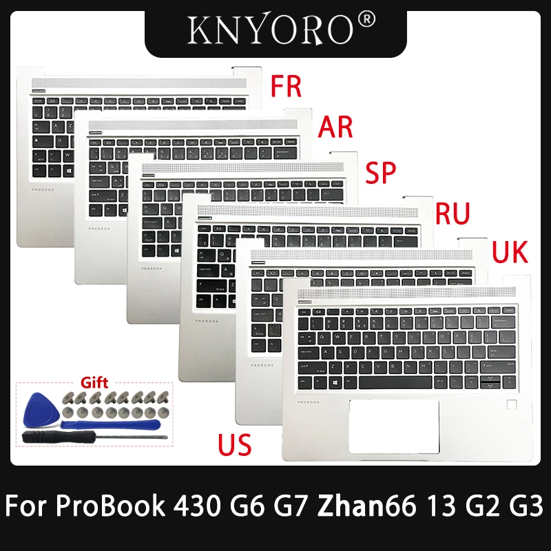 New Original US Russian Spain Keyboard For HP Probook 430 G6 430 G7 ZHAN 66 13 G2 Laptop Palmrest Cover L44548-001 L44547-001