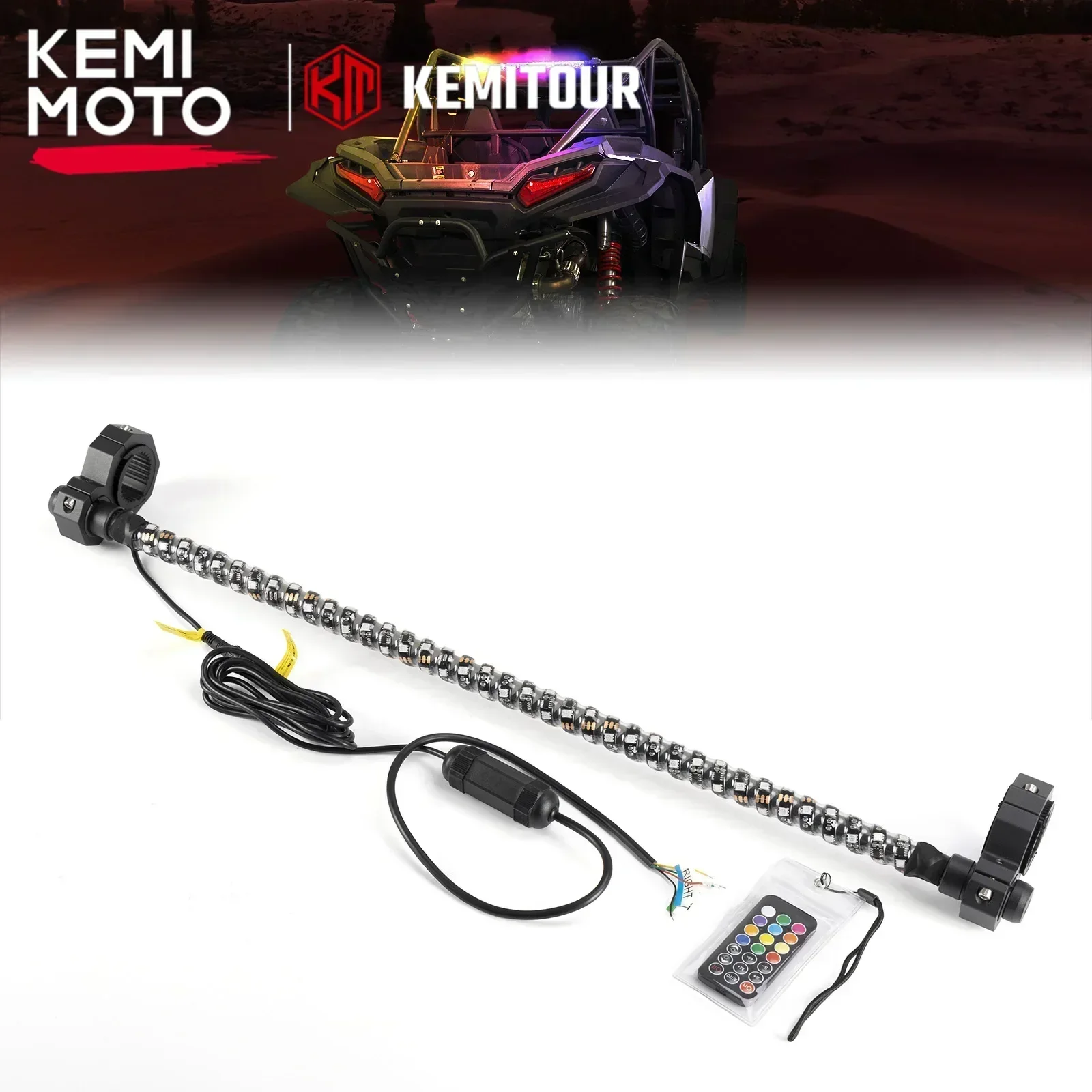 

5in Tube RGB Chase Light for UTV with Brake/Turn Signal with Remote Control fits 1.5in Tube UTVs for Can Am Maverick Defender