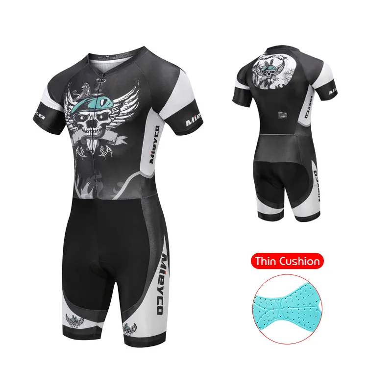 Men's Triathlon Suit Breathable Padded Tri Suit Short Sleeve Cycling Running Race Gear for Triathletes