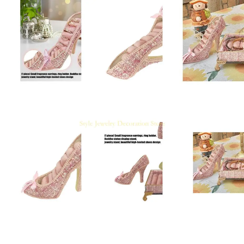 

D46E Высокий каблук в форме ювелирных изделий стенд для серьги кольца подвески со прочной тканью пластиковой основой