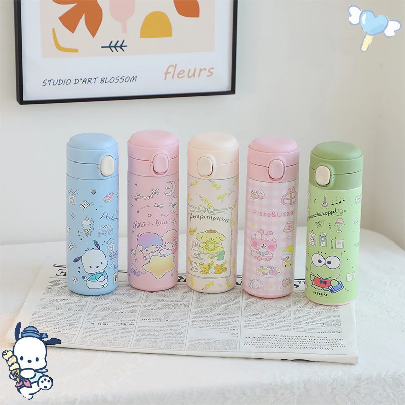 2023 Kawaii Sanrio Thermos Cup Pochacco My Melody Anime Cute Student Drink Water Outdoors Insulation Baby Toys For Girls