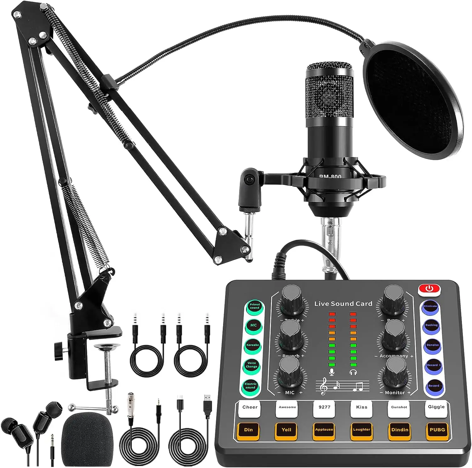 

Audio Mixer,Audio Interface with DJ Mixer Live Sound Card Effects and Voice Changer, for live Streaming/Podcasting/Gaming