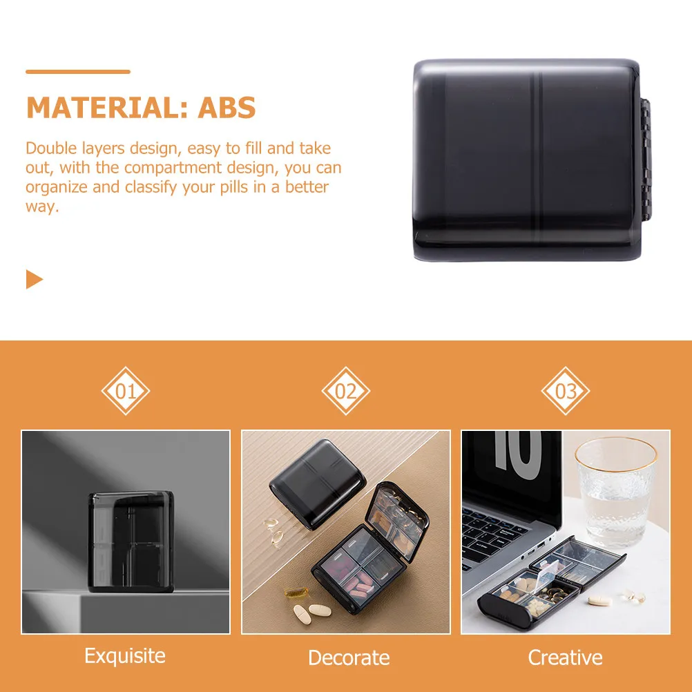 Portable Pill Organizer Box Double Layer Medicine Storage Case ABS Material Dustproof Waterproof Travel Friendly Compact Daily