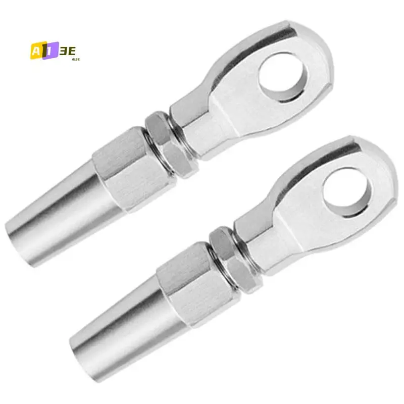A03E-2Pcs Marine Grade 316 Stainless Steel Swageless Eye Terminal Wire Cable Rope Diy Fitting Rigging Hardware Balustrade Kit