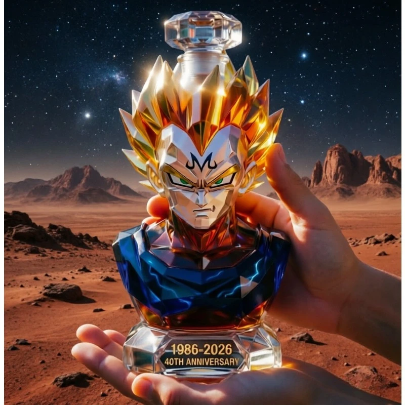 Bouteille de whisky en verre transparent personnalisée, édition 40e anniversaire de l'anime Goku 1986-2026, cadeau décoratif pour collectionneurs