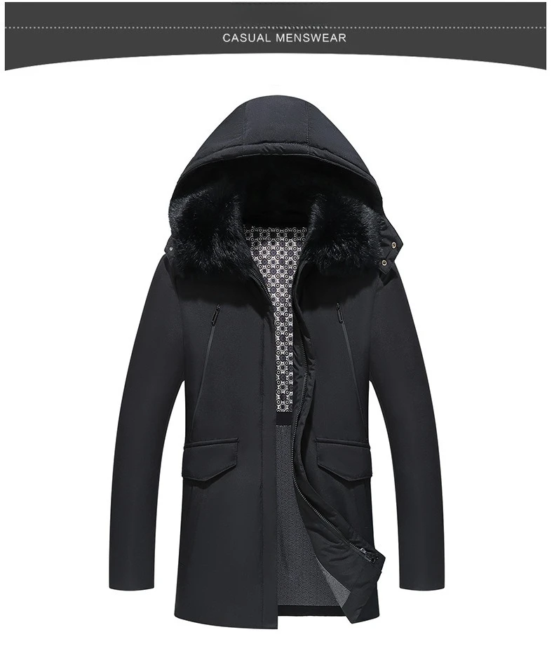 Canada Fashion Winter Jacket for Men Down Coat Parkas Men's White Goose Down Jacket Puffer Padding Detachable Fur Collar HYX0018
