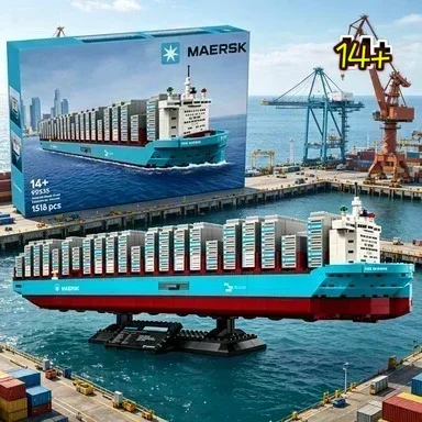 Bandai Creation 40955 Maersk Dual-Fuel Ship Construction Building Blocks Premium Collection Gifts compatível com blocos LEGO