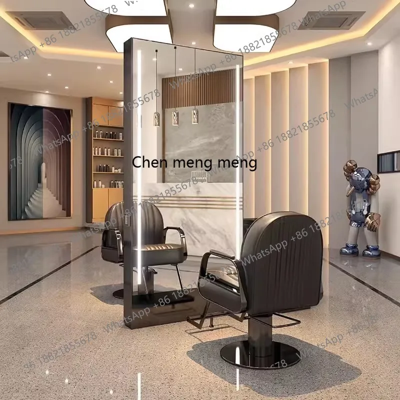 

Floor-to-ceiling mirror Special stainless steel hair salon mirror table High-end hair cutting perm and dyeing full body mirror