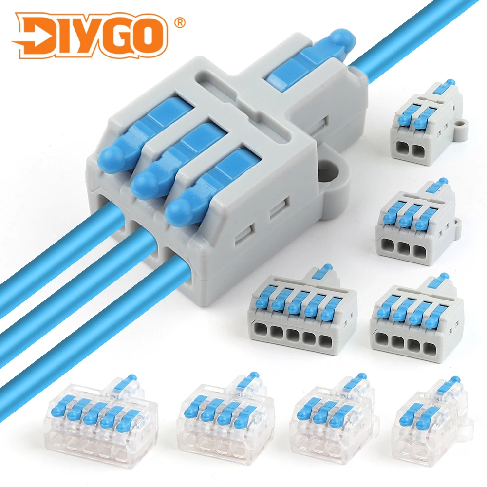 

50PCS Universal Compact Electrical Cable Connectors Push-in Terminal Block 1 In Multiple Out Lever Splice Connector AWG28-12