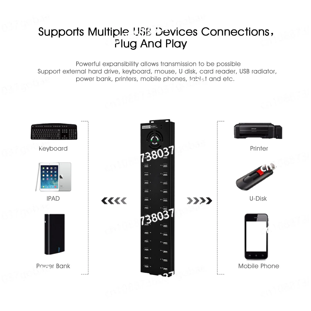 Rugged industrial 32 Port USB 2.0 Hub 30 Charger and Syncs Port with 2pcs 12V 10A Desktop Power Adapter for phones A-832