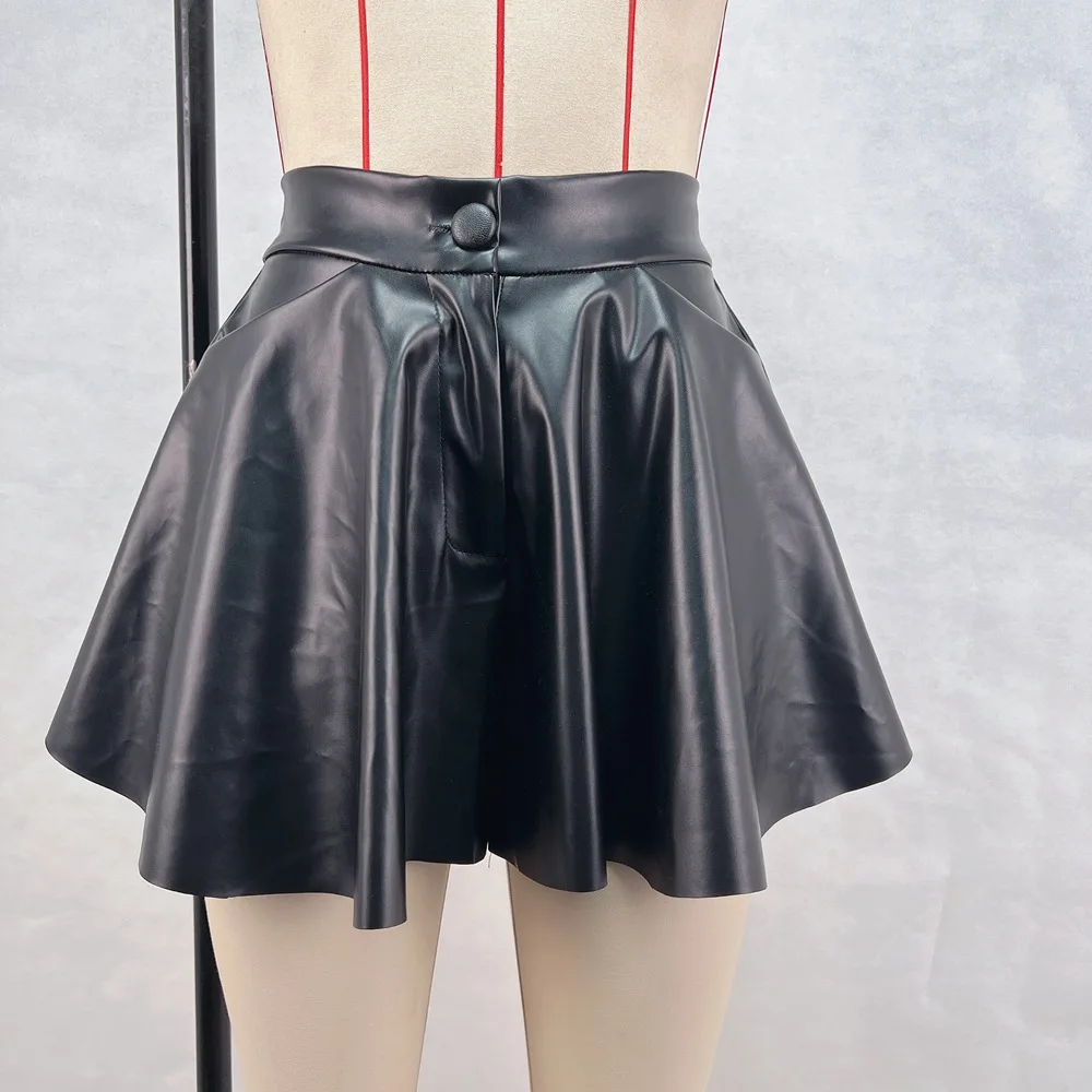ZAROY юбка женская Black PU Pleated A-line Mini Skirt Summer Women Slim Fit High Waisted Leather Short Skirt юбка кожаная Faldas