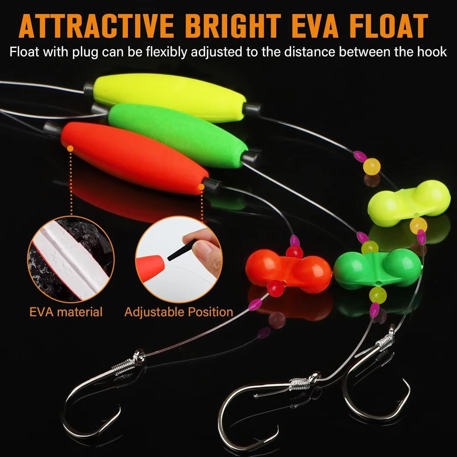 

3pcs 6/0 8/0 Fishing Hooks Sharp Barbed Fishing Hook Set With Float Portable Outdoor Far Throw Fishing Hook Group Fishing Gears