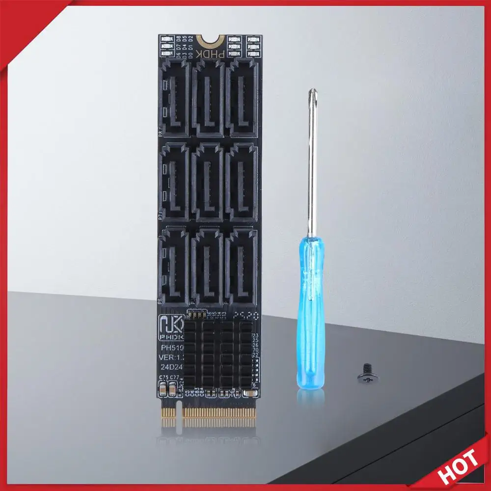 

M.2 To SATA 3.0 Riser Card 6Gbps M.2 NVME M-Key To SATA 9-Port Expansion Card PCIE 3.0 X2 Hard Disk Capacity for Desktop