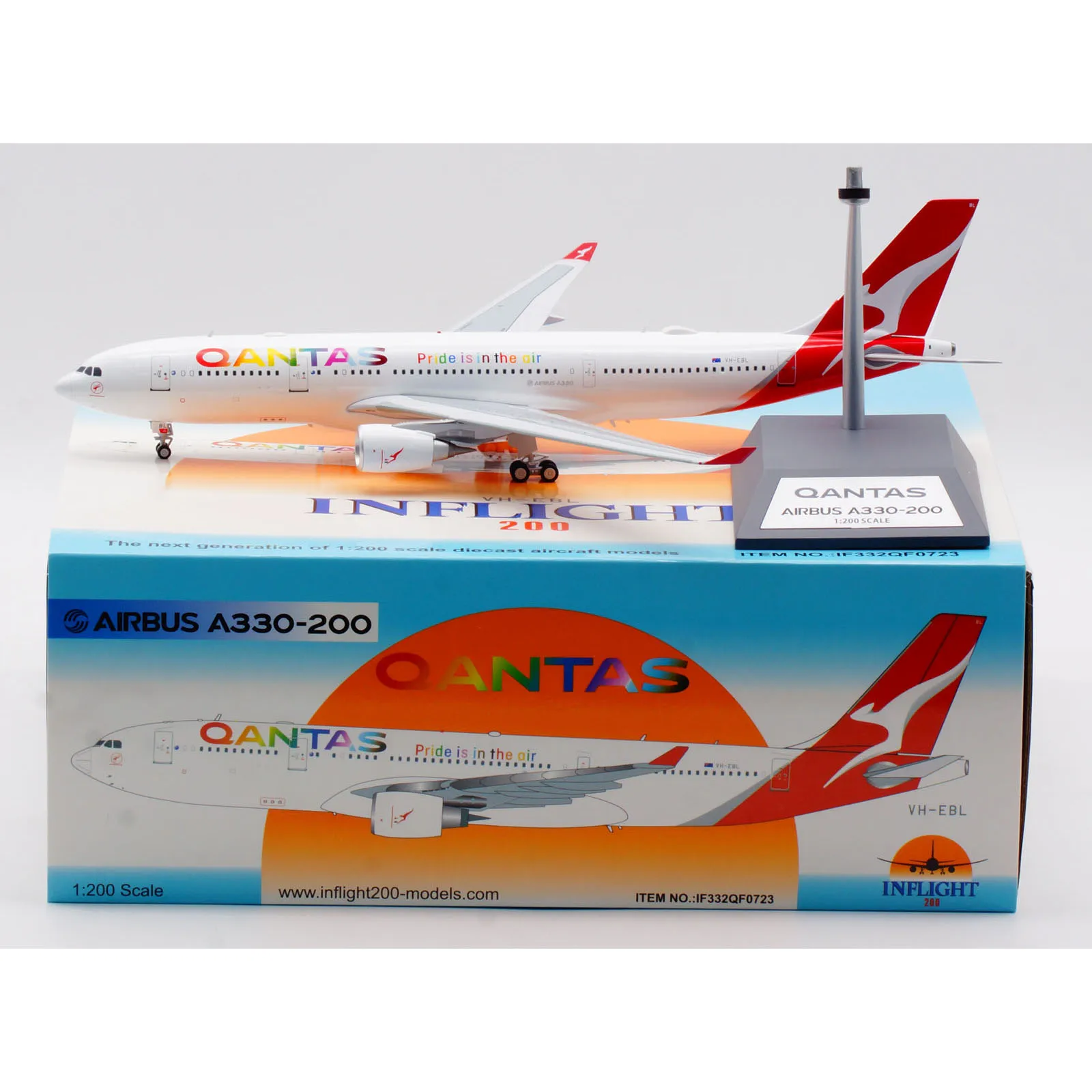 

IF332QF0723 Alloy Collectible Plane Gift INFLIGHT 1:200 Qantas Airlines Airbus A330-200 Diecast Aircraft Jet Model VH-EBL