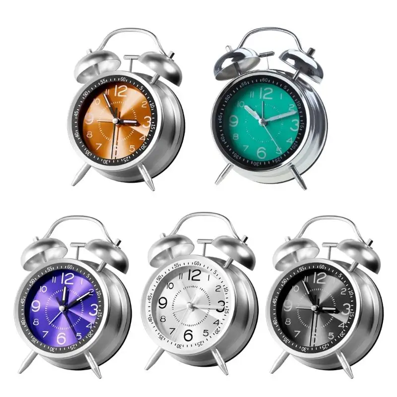 

Q6PE Retro Loud Alarm Clock Battery Powered Bedside Clock Double Bells Night Lights