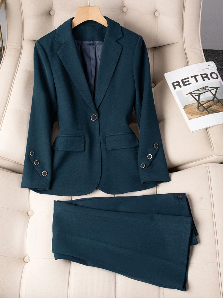 

Faionable Women's Small Suit Jaet Set Casual Profional OL Sle Spring Autumn New Arrival Two-Piece Set Ele