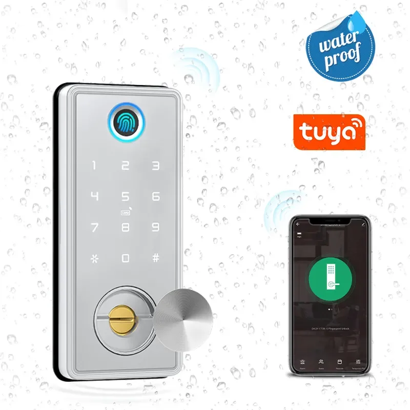 

Electronic Deadbolt Tuya WiFi Ttlock keyless entry Auto Keypad Pin Codes Card Key Fingerprint Alexa/Google Smart door Lock