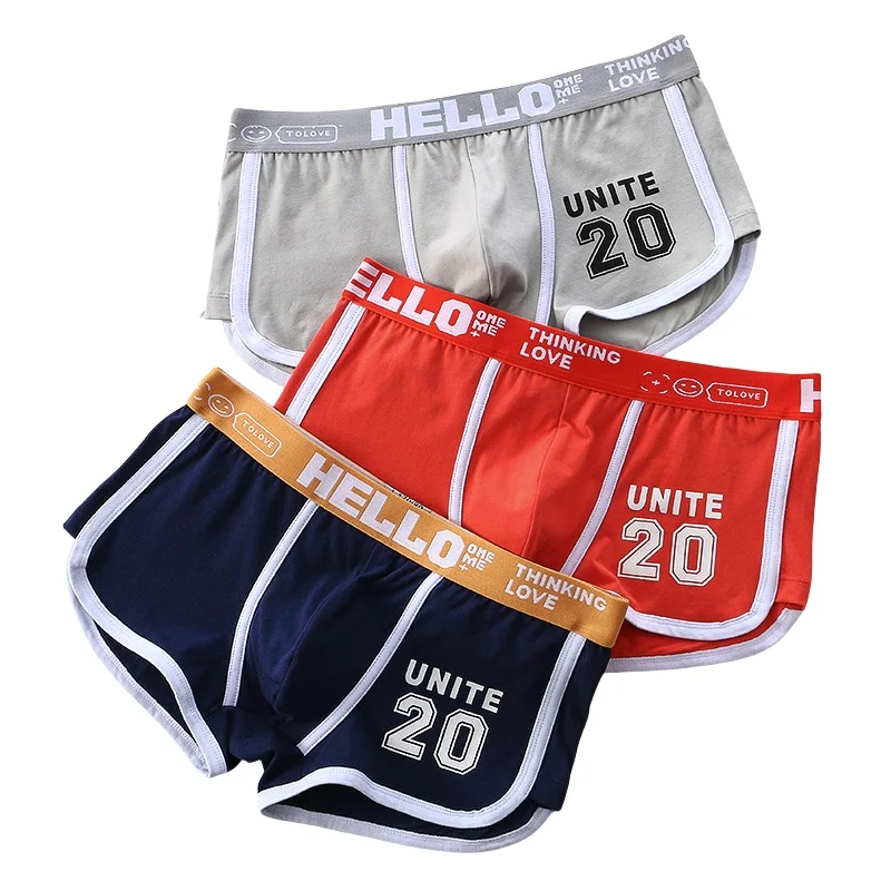 

Men's Cotton Boxer Shorts Mid Waist Printed Underwear Antibacterial Breathable Sports Shorts Loose Flat Angle Underpants