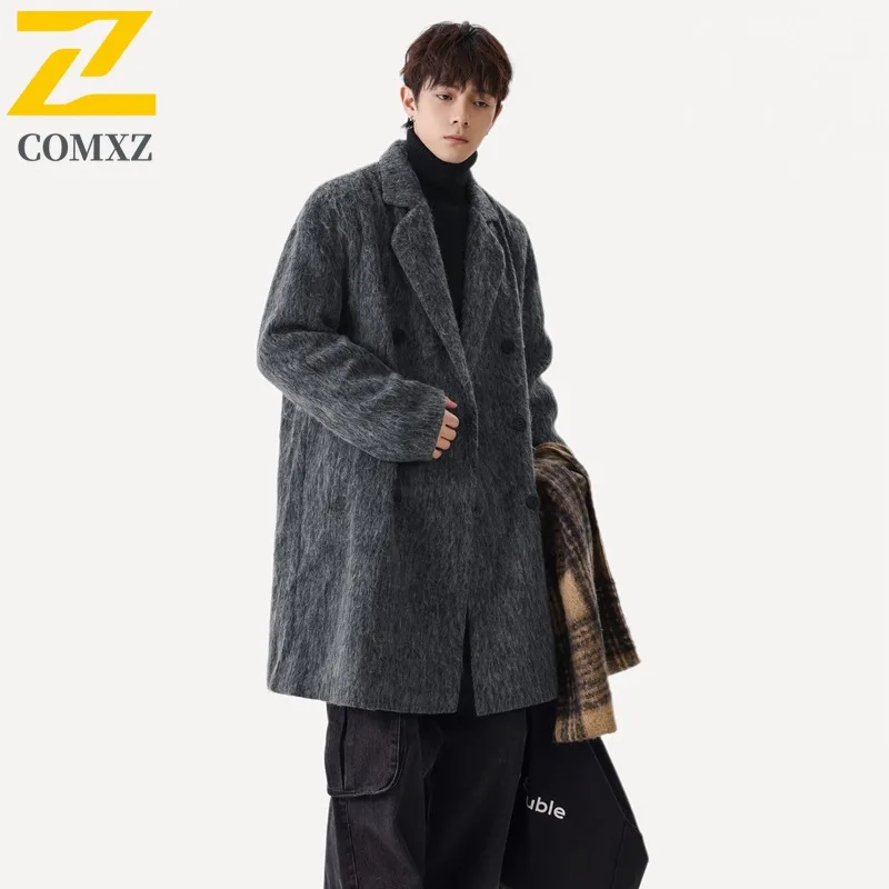 

COMXZ Premium Men Woolen Trench Fashion Working Cold Protection Coat Casual Daily Style Windproof Autumn Wool Blends Coat