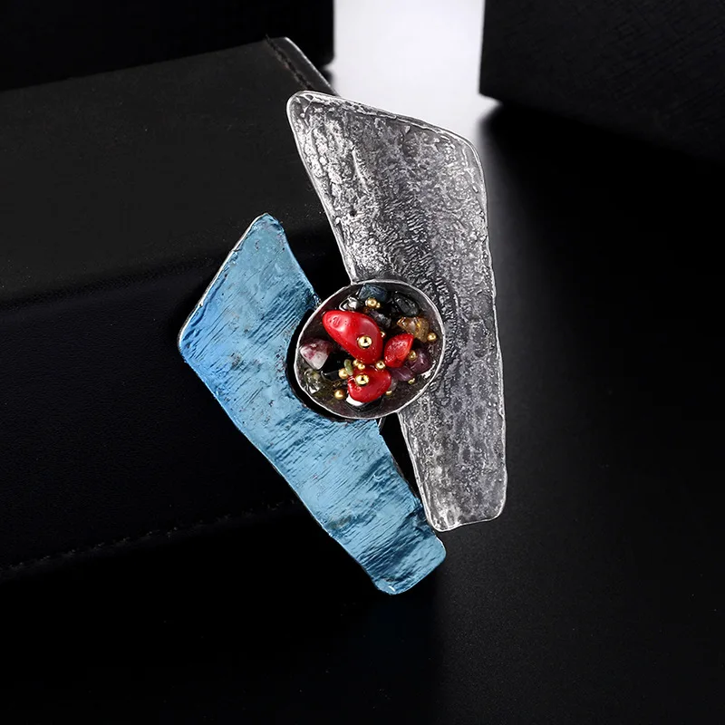 

Luxury Vintage Camellia Brooch Enamel Natural Stone Multi-purpose Lapel Pin Pendant Clothing Accessories