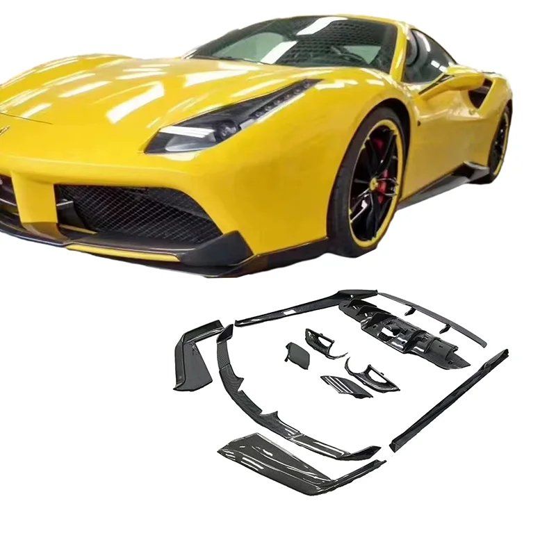 Full Set Carbon Fiber For Ferrari 488 GTB/Spider  Body Kit Bodykit With Front Rear Lip Diffuser Side Skirts Spoiler