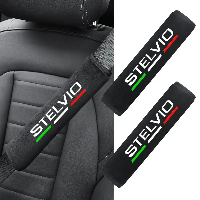 2Pcs Car Safety Belt Cover Adjustable Seat Belt Cover Shoulder Strap Covers For STELVIO Auto Accessories