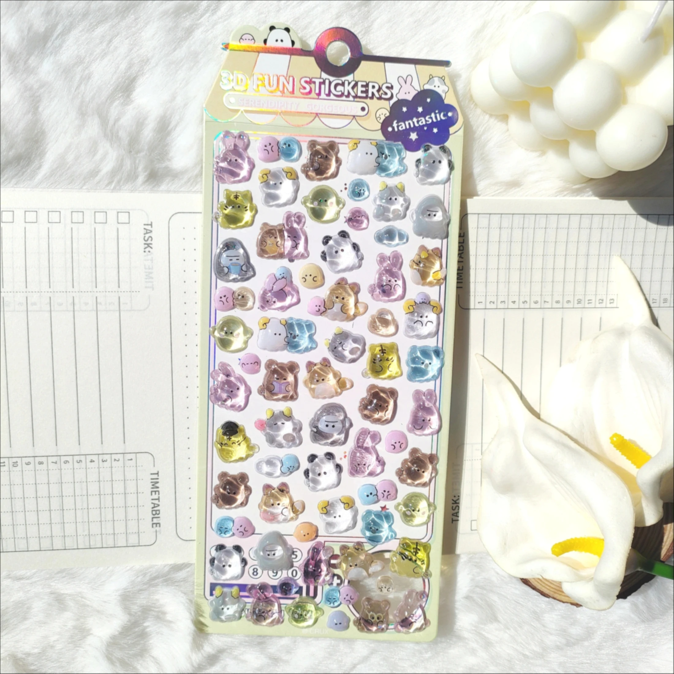 Cute Tiny Q-version Ghosts Youyou Family 3D Stereoscopic Crystal Sticker Materials, Kids' Toy Stickers