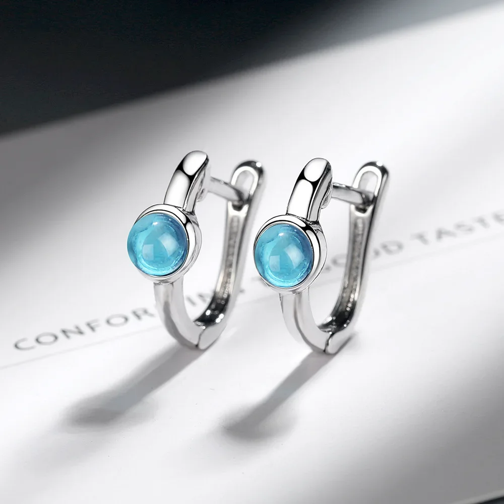 New Arrival Blue Cz Zircon Crystal Earrings 925 Sterling Silver Small Cute Earrings for Women Wedding Jewelry Gifts Pendientes view 2