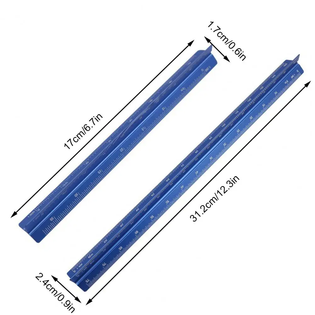 15/30cm Engineering Scale Aluminum Alloy Ruler High Precision Triangular Architectural Drafting Tool Scale Bar Drafting Supplies