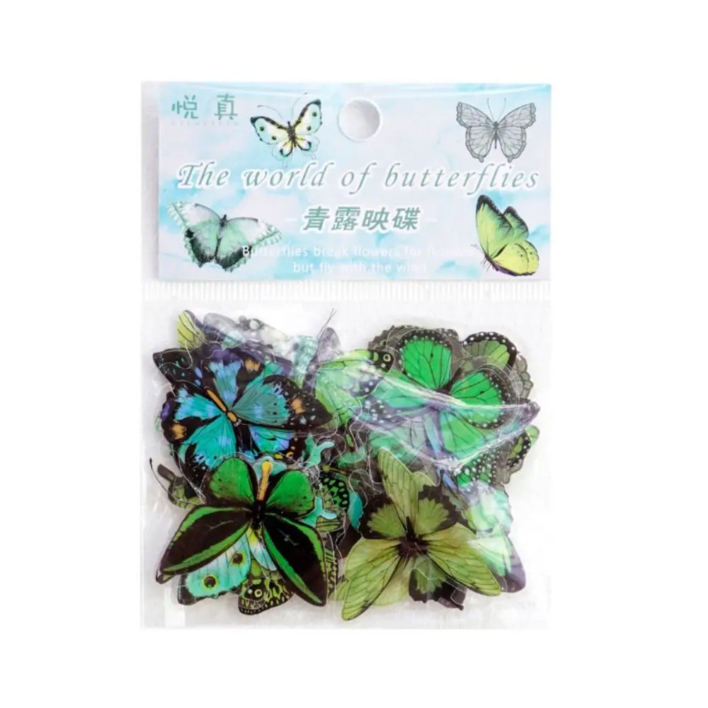 40PCS Colorful Butterfly Scrapbook Sticker INS Style Vintage Stationery Sticker Waterproof PET Mobile Sticker Hand Account
