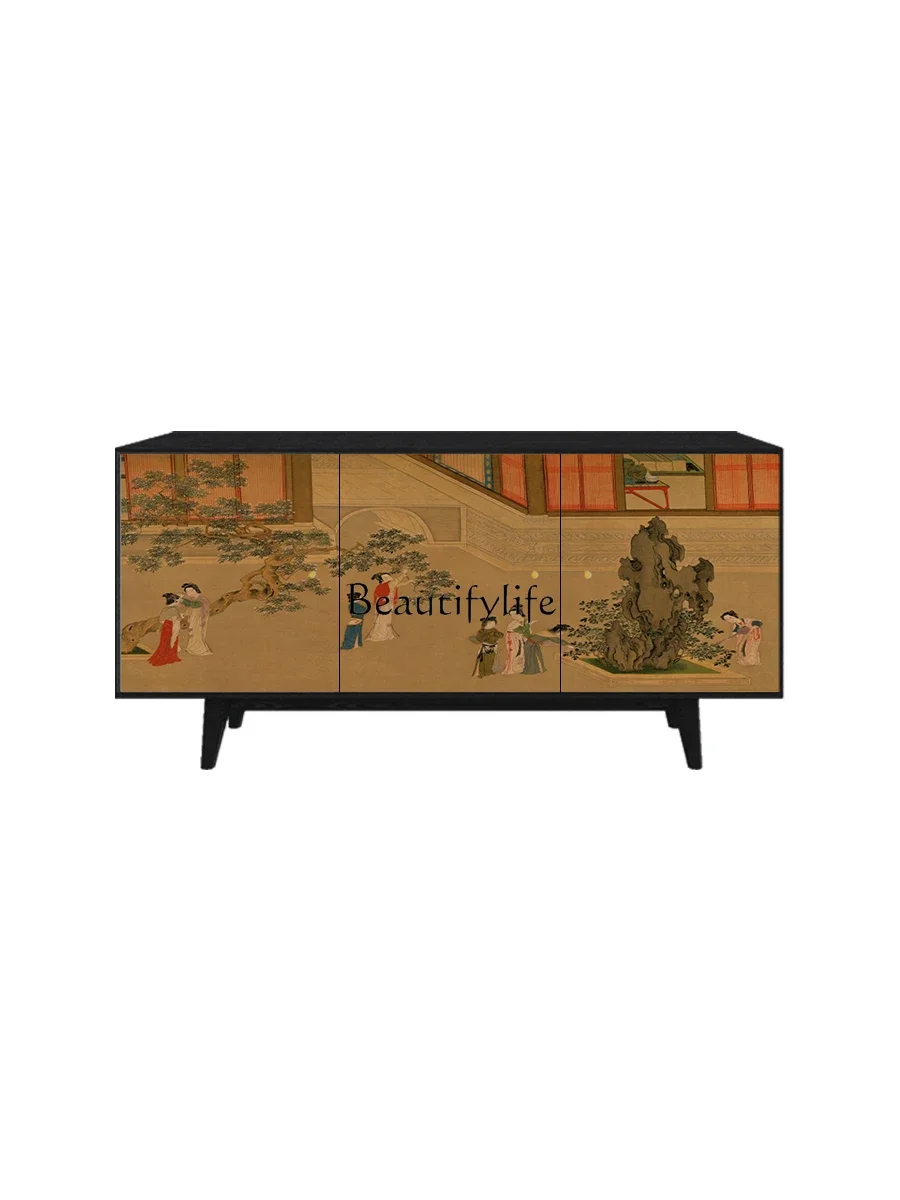 

New Chinese-style solid wood storage cabinet, storage multi-layer lady picture decorative cabinet