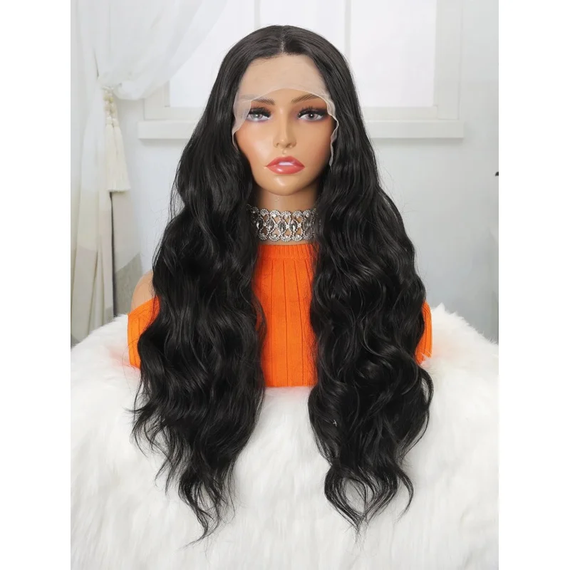 T-Part Lace Front Wigs Synthetic 13x4x1 Lace Body Wave Hair Natural Black Glueless Lace Wigs Pre Plucked