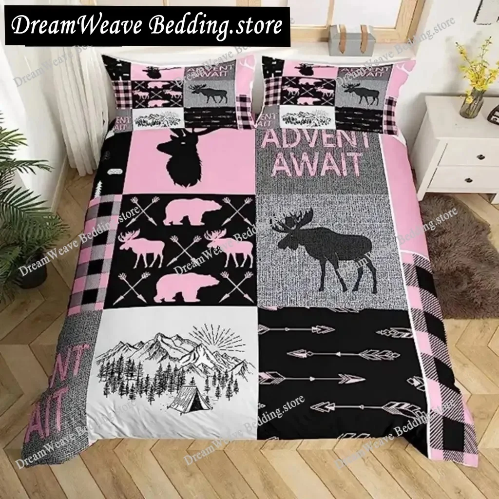 

Deer Duvet Cover American Flag Elk Decor Bedding Set for Boys Teens Wild Animal Theme Comforter Cover Soft Polyester Quilt Cover