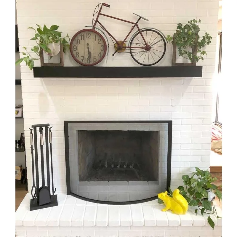 Home and Hearth 18039 ชุดเครื่องมือเตาผิงร่วมสมัย, 32" H, 22 Lb, สีดําด้านพร้อมที่จับเหล็กขัดเงา