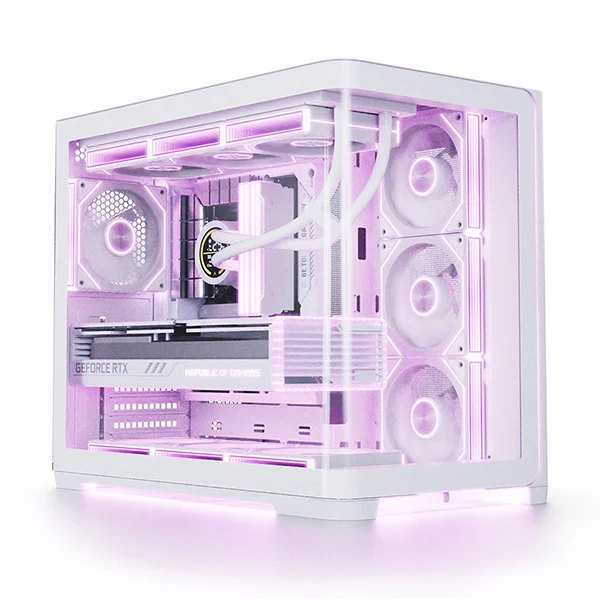 Abco Ud50C حافظة Lucid Ambient منحنية بالكامل Argb Btf باللون الأبيض