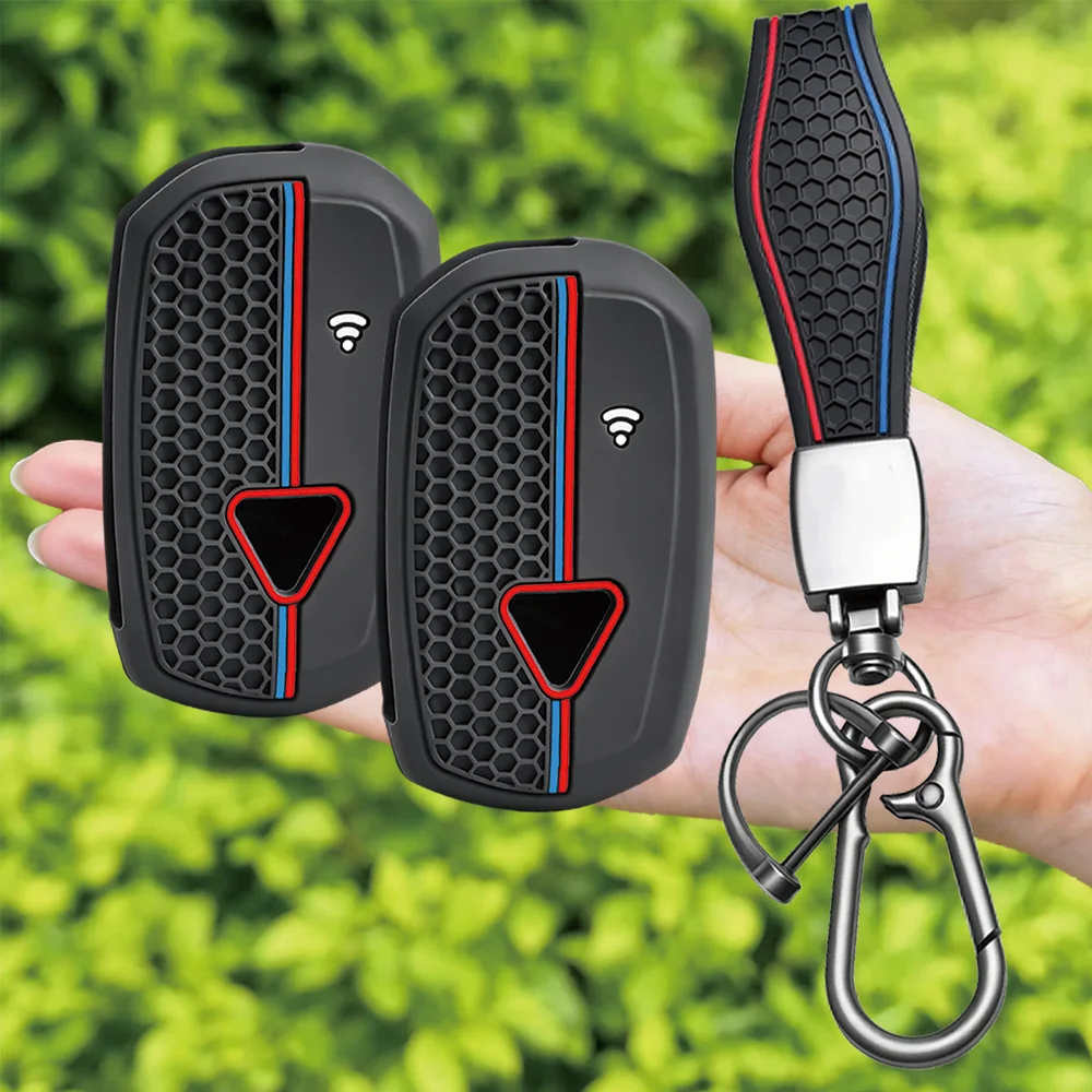For Triumph Speed Triple RS Tiger 1200 Rocket 3 silicone motorcycle key fob cover with clasp strap and carabiner