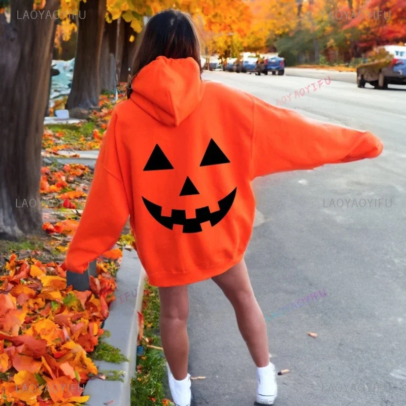 

Jack-O-Lantern Pumpkin Halloween Woman Hoodies All Saints' Day Trick Or Treat Couple Autumn Fashion Sweatshirt Warm Hoody