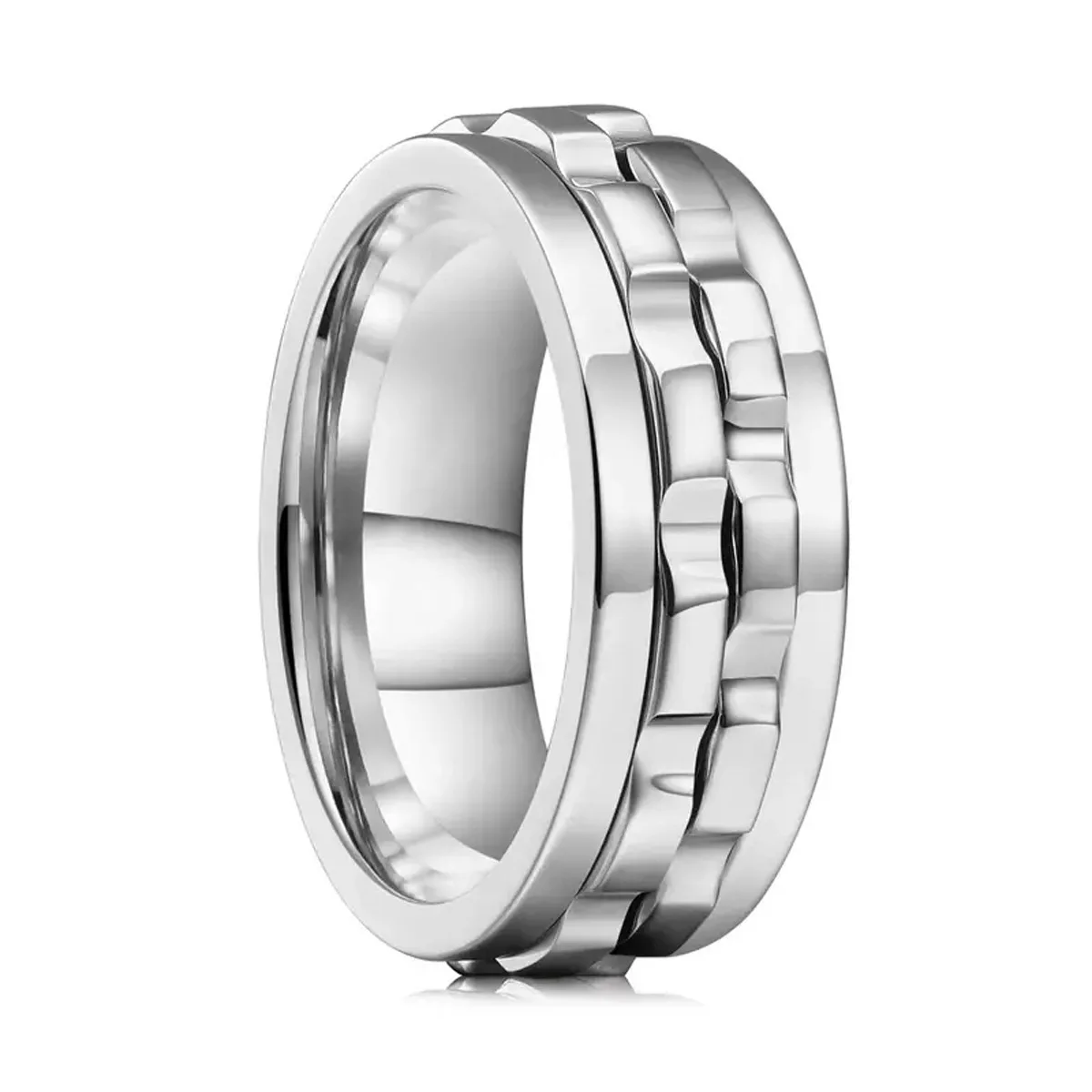 Stainless Steel Gear Rotating Anti Stress Ring Men Anxiety Relife Spinning Joint Ring Fidget Spinner Free Shipping Bague Homme