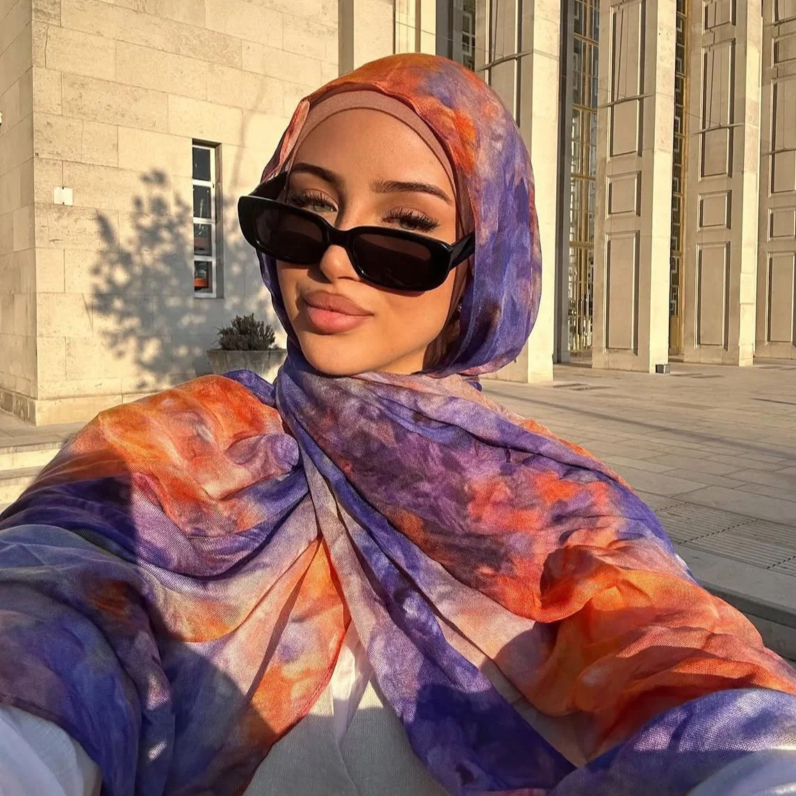 

Лидер продаж, хиджаб с принтом тай-дай, модальный хлопковый вискозный шарф, вискозная шаль, легкий мусульманский платок в честь Рамадана, шарфы