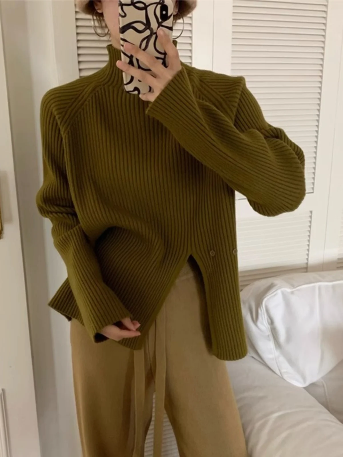 

Chic High Neck Sweater Women's Autumn Winter Slimming Base Layer Shirt Hong Kong Style Warmth Comfortable Long Sleeve Top