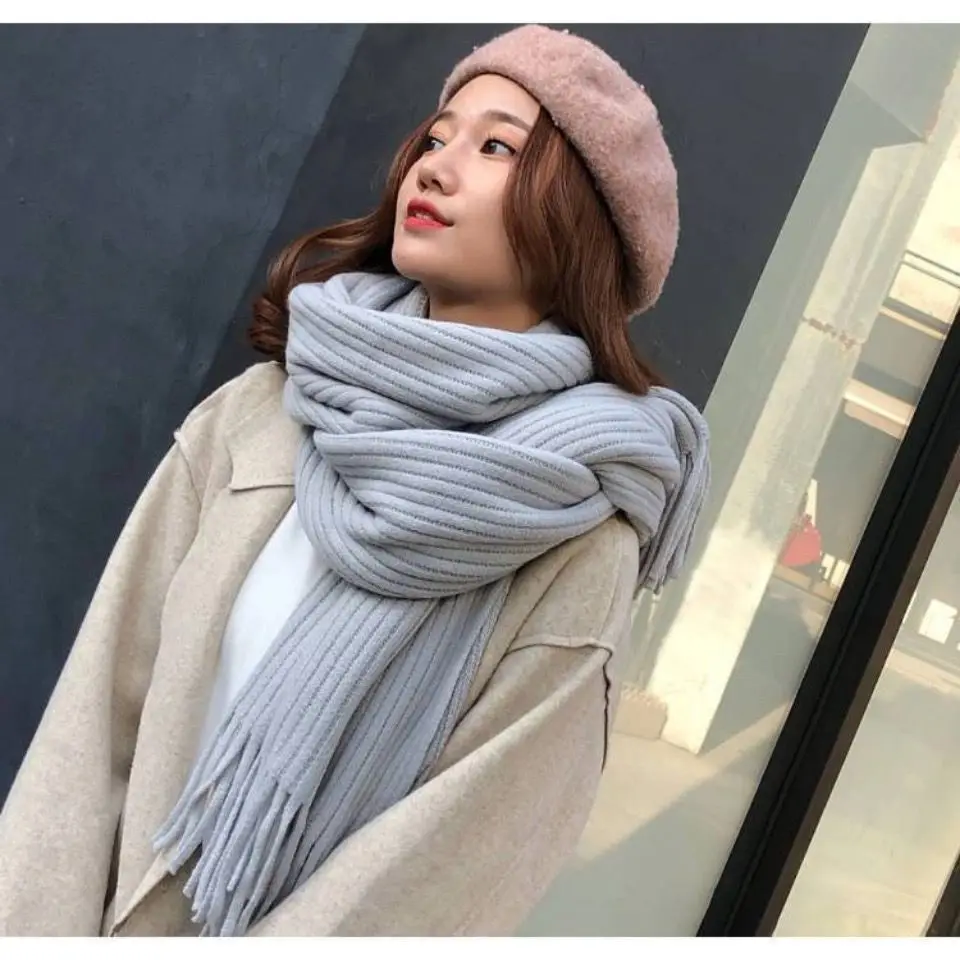 

Women's Scarves Lady Winter Autumn Boys Girls Knitted Scarves Neck Collar Thick Warm Bib Female Shawl Thicker Men Scarf E1199