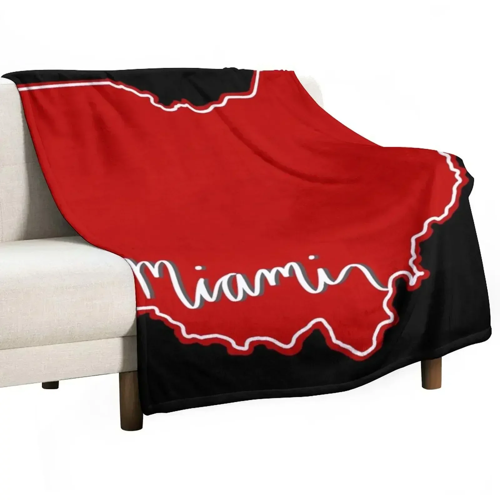 Miami Caligraphy Ohio Outline Throw Blanket Large christmas decoration Hairy Plaid on the sofa Designers Travel Blankets