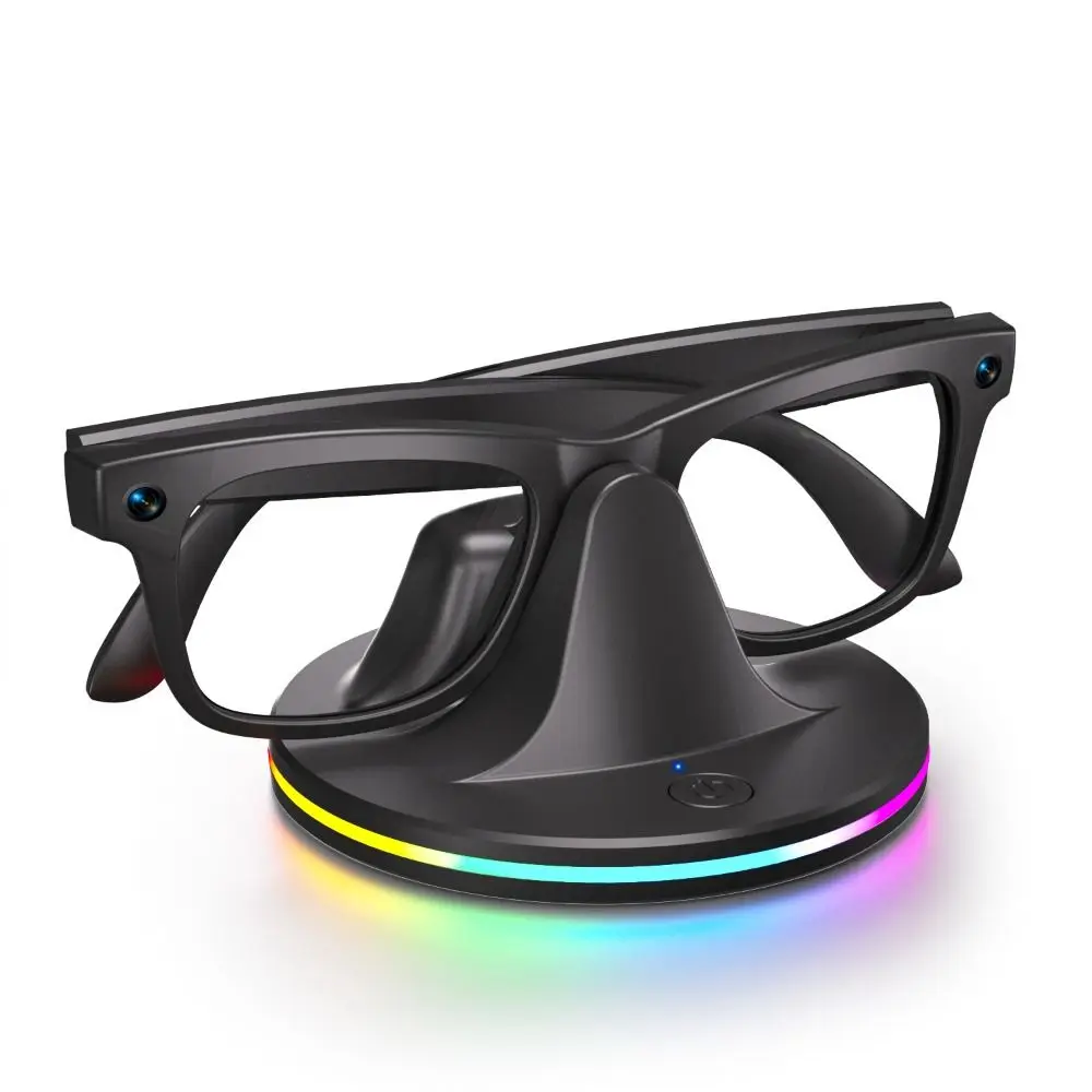 

RGB Light Smart Glasses Charging Dock Safe Stable AI Glasses Charger for RayBan Meta Wayfarer/Headliner/Skyler/ HSTN
