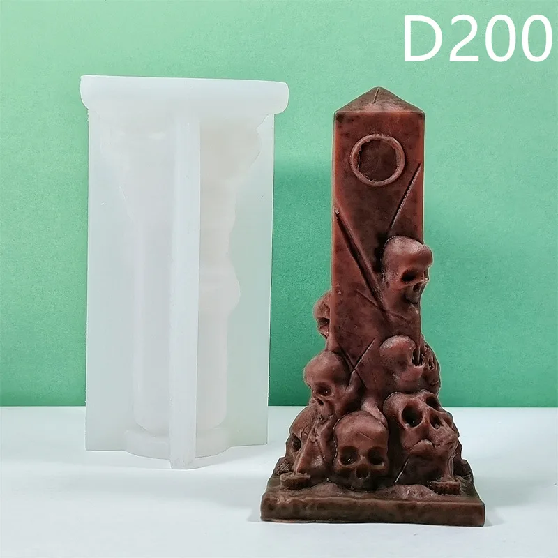 

D200 Tombstone Skeleton Pillar Candle Silicone Mold Gypsum form Carving Art Aromatherapy Plaster Home Decoration Mold Gift Handm