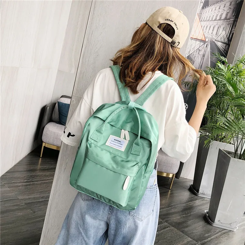 Women Canvas Backpacks Candy Color Waterproof School Bags For Teenagers Girls Big Cute Laptop Backpack Patchwork Kawaii Backpack