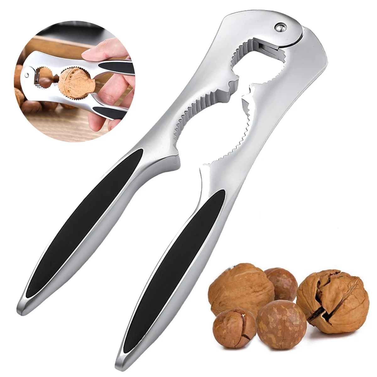 Leeseph Nut Crackers Nutcracker, Sheller Walnut Opener Plier with Good Grips for Walnuts Pecan Nut Hazelnuts Almonds Brazil Nuts