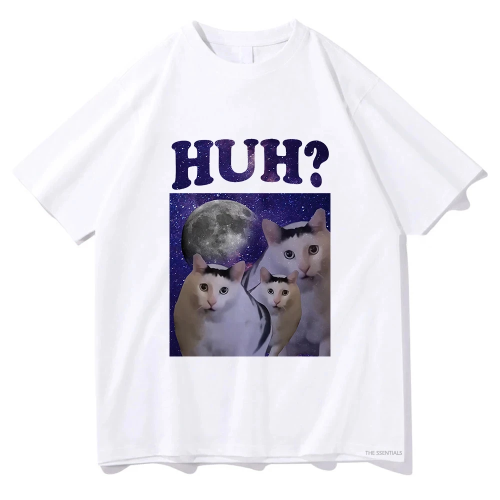 Kawaii Huh Meme Cat T Shirts Summer Funny Men/women Tshirt Unisex Clothing Retro Summer Aesthetic Tops High Quality Tees Shirts