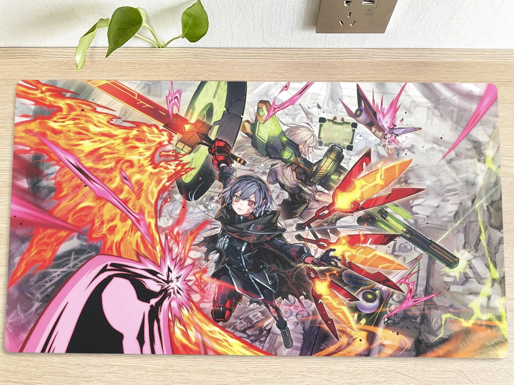 YuGiOh Girls Table Playmat Sky Striker Ace - Raye & Roze TCG CCG Mat Trading Card Game Mat Mouse Pad Gaming Play Mat Free Bag