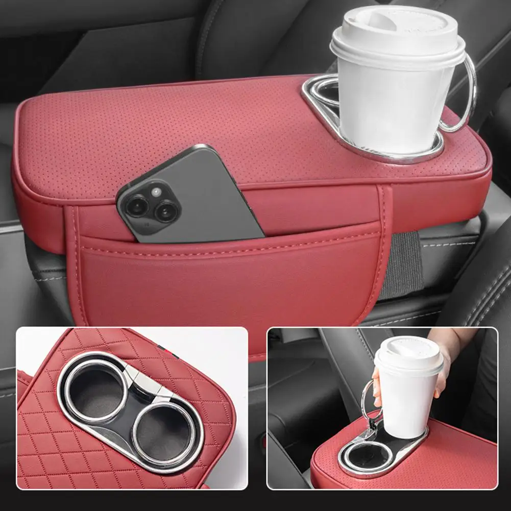 Car Armrest Box Height Pad Car Armrest Protection Cover Phone Cup Storage Elbow Thick Pad Side Storage Bag