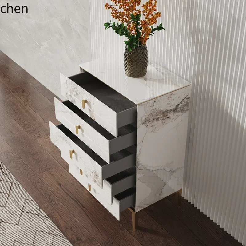 HSN light luxury rock slab chest of drawers simple living room wall storage cabinet bedroom cabinet